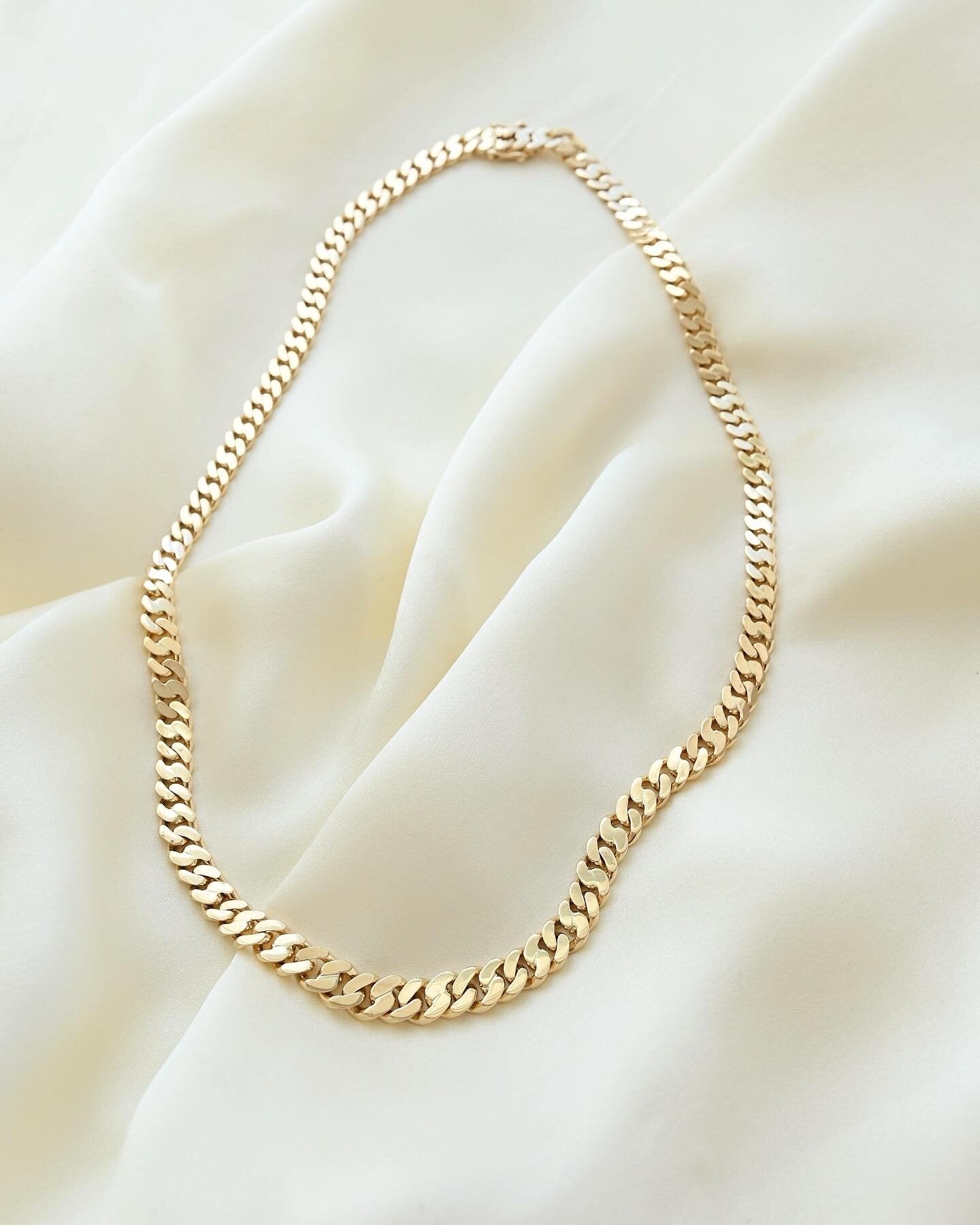 Super Heavy Danish Curb Link Dream Necklace 14K Gold