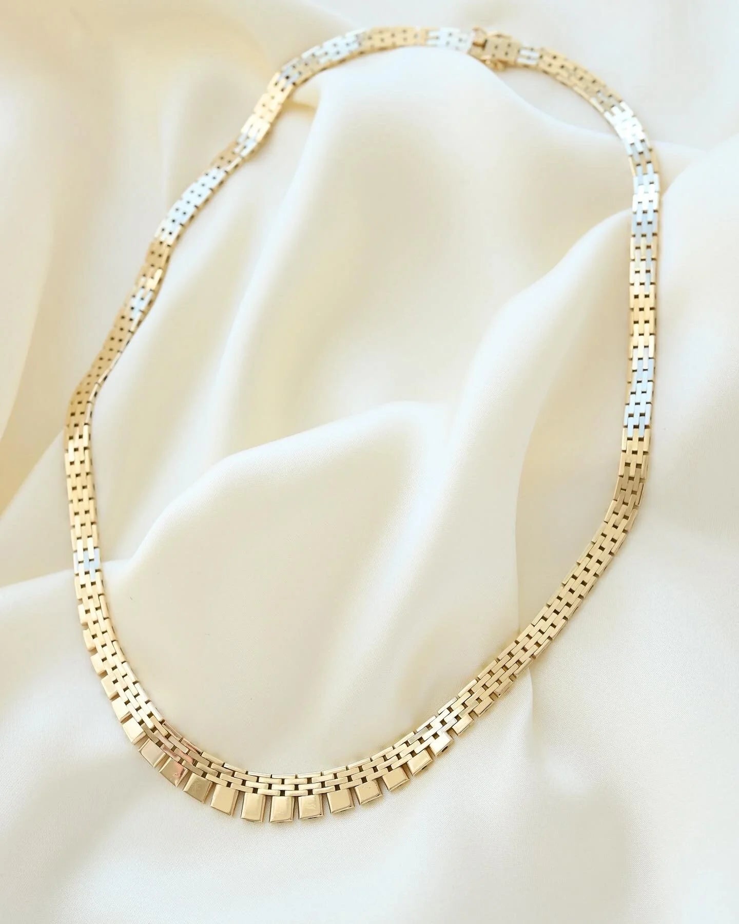 Stunning Brick Link Necklace 14K Gold 1960