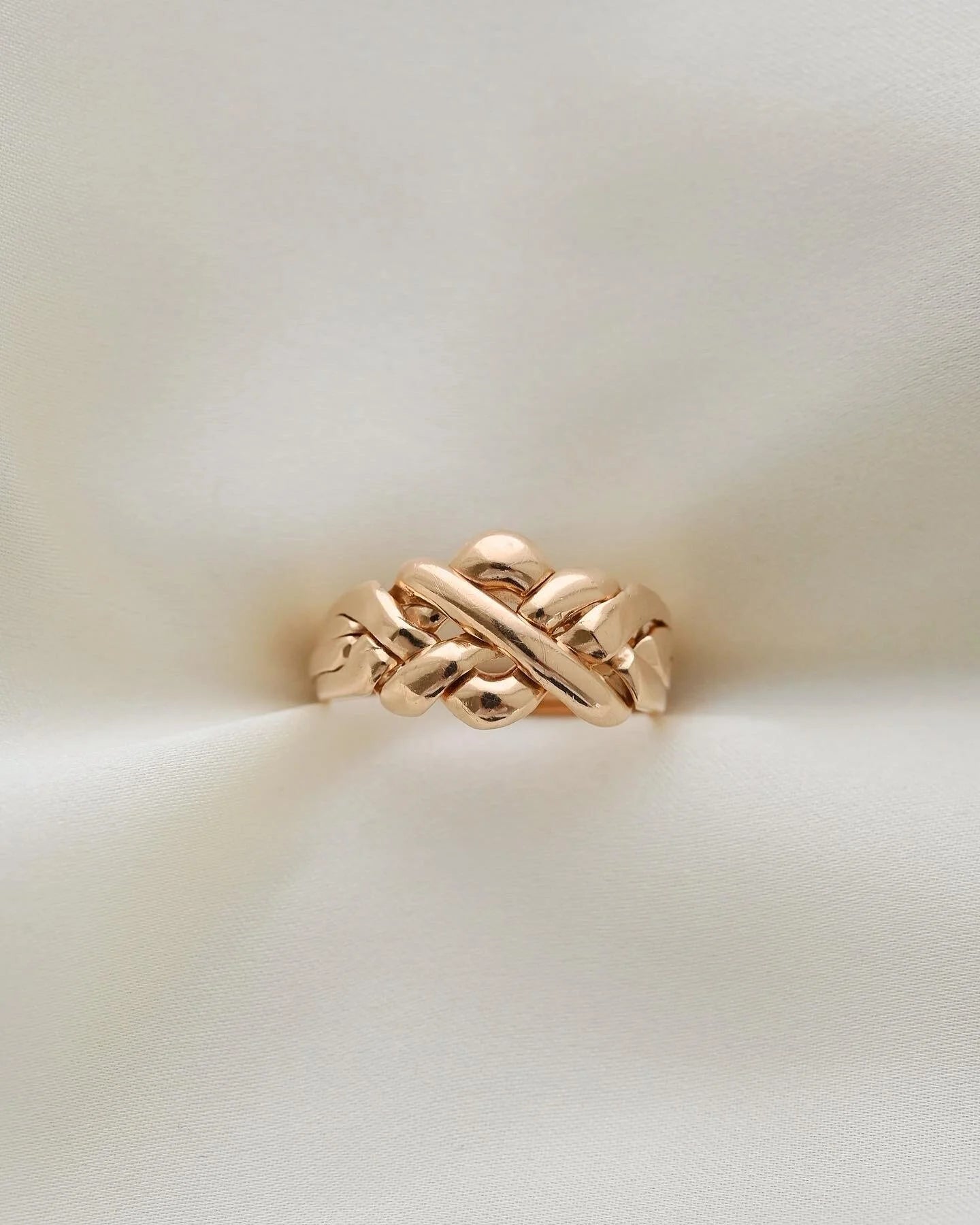 Rare Vintage Puzzle Ring Size 8 US 18K Rose Gold