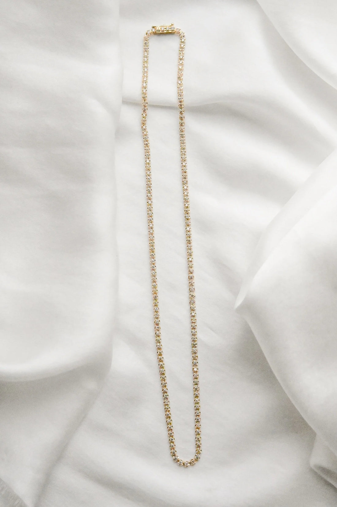 Beautiful Dainty Tennis Necklace 3 Carats Natural Diamonds 18K Gold