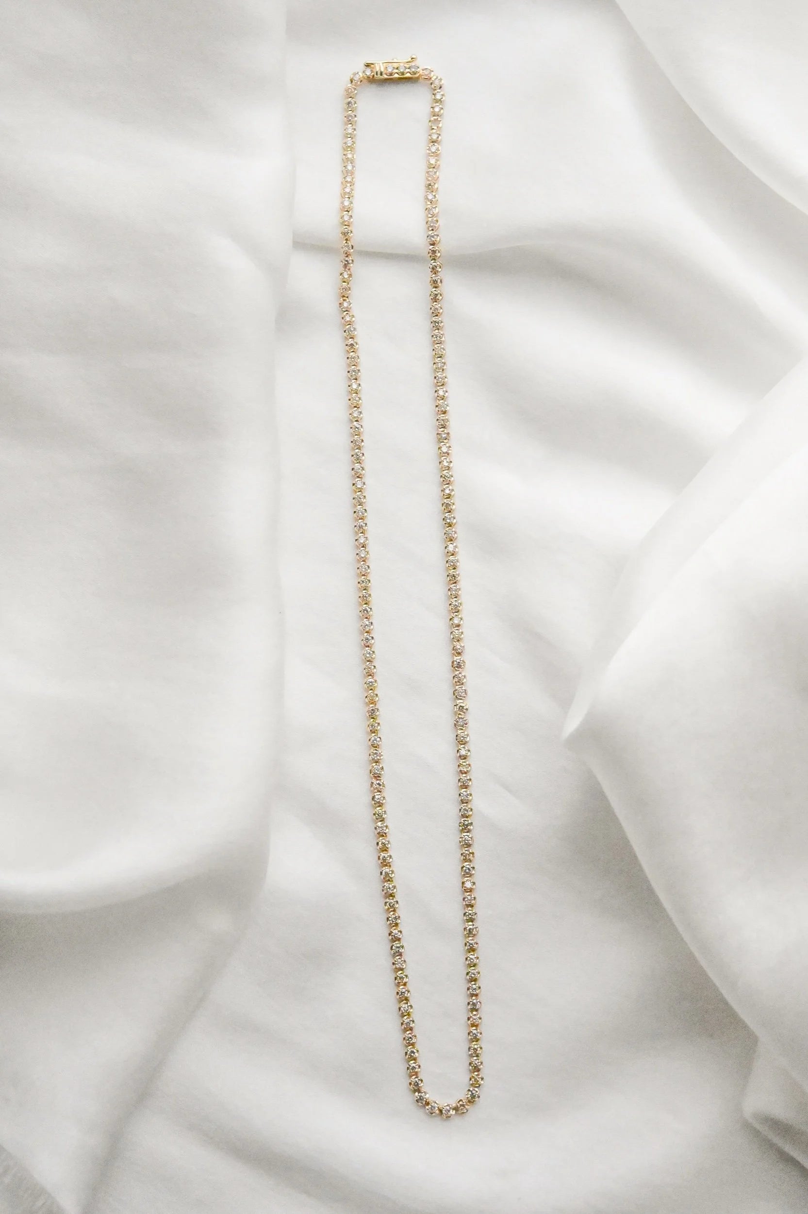 Beautiful Dainty Tennis Necklace 3 Carats Natural Diamonds 18K Gold