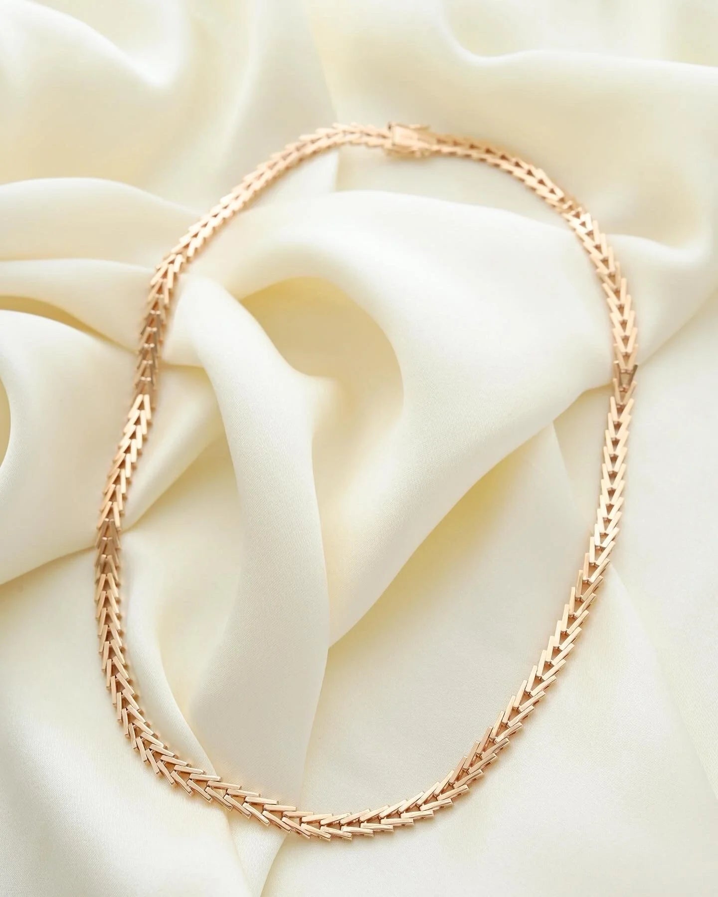 Super Rare Rose Gold Danish Vintage Necklace by HC Hansen 14K Rose Gold 1960