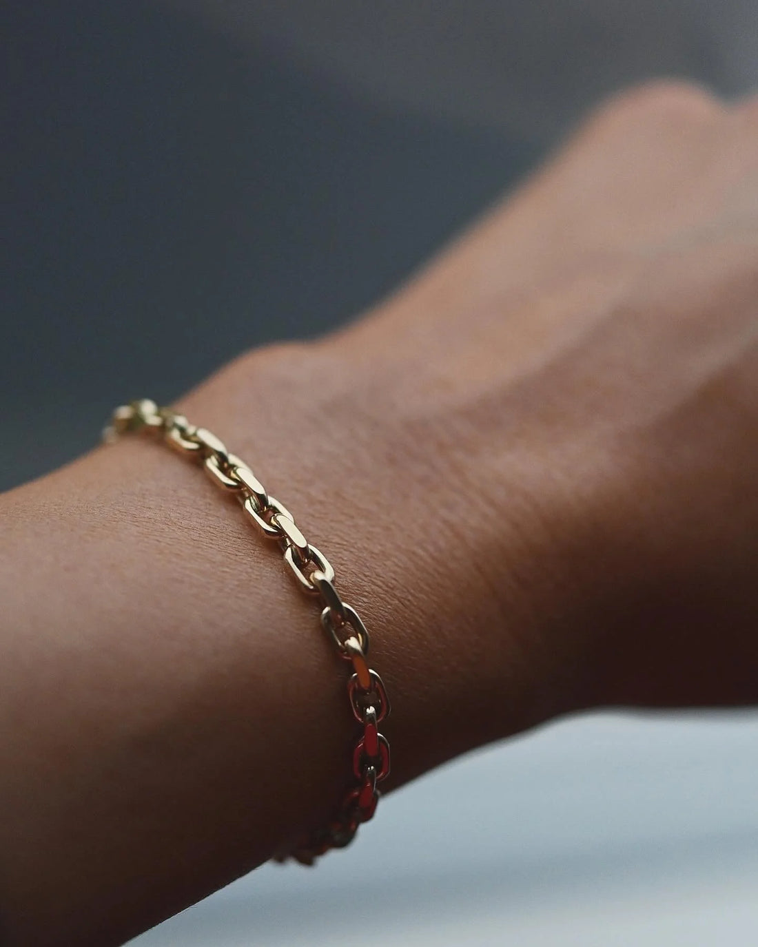 Amazing Small Size Chunky Biker / Anchor Link Bracelet 14K Gold