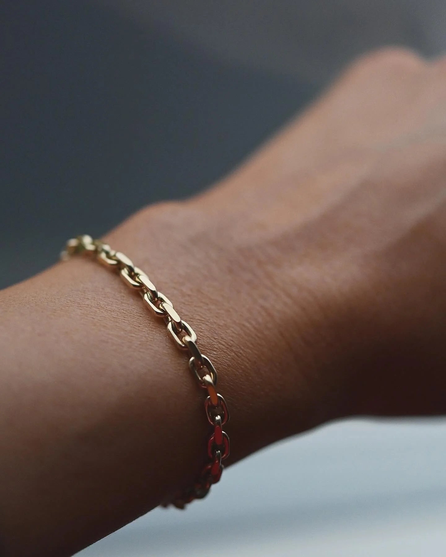 Amazing Small Size Chunky Biker / Anchor Link Bracelet 14K Gold