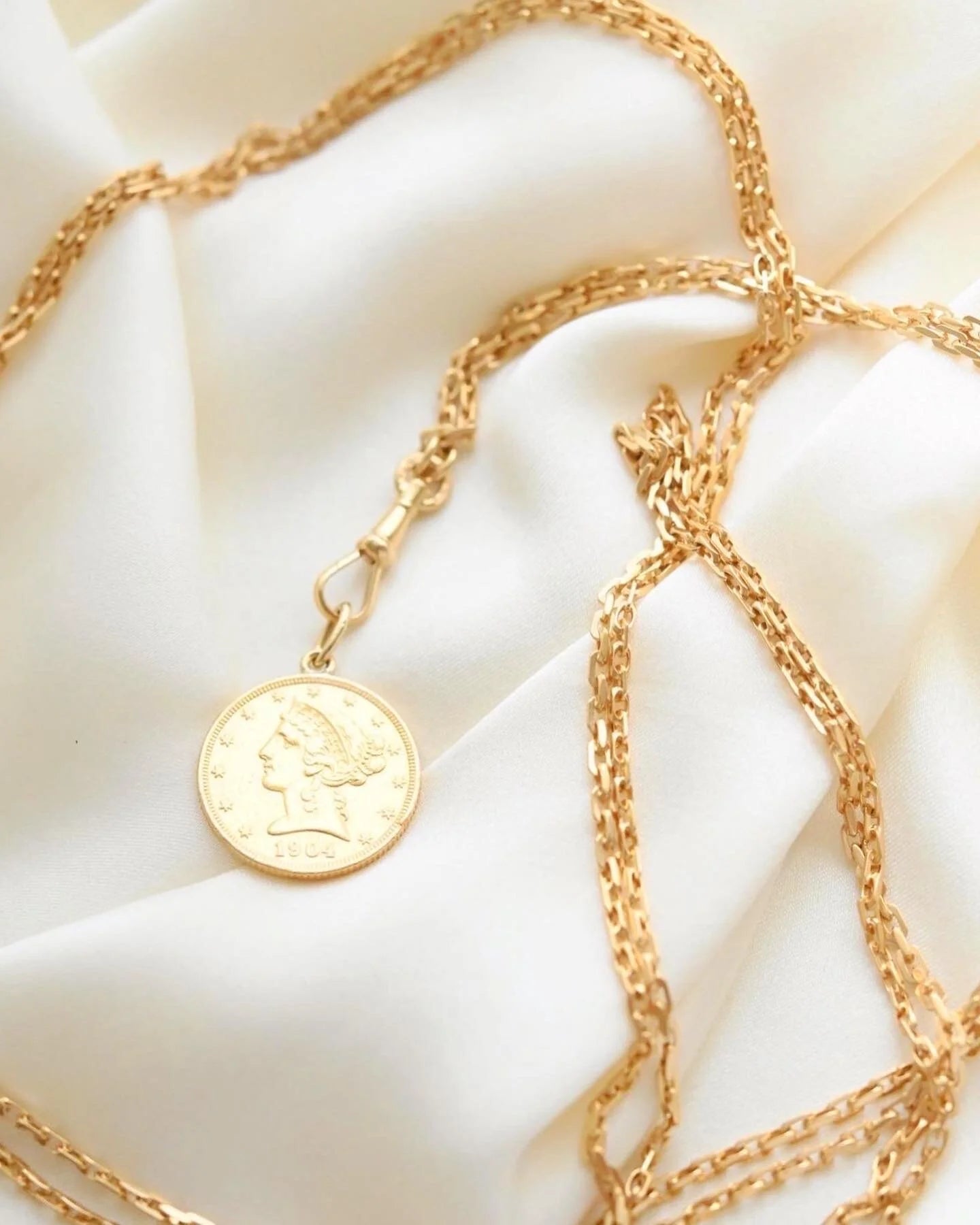 Antique Lady Liberty 5 Dollar Coin Pendant 21.6K Gold 1904