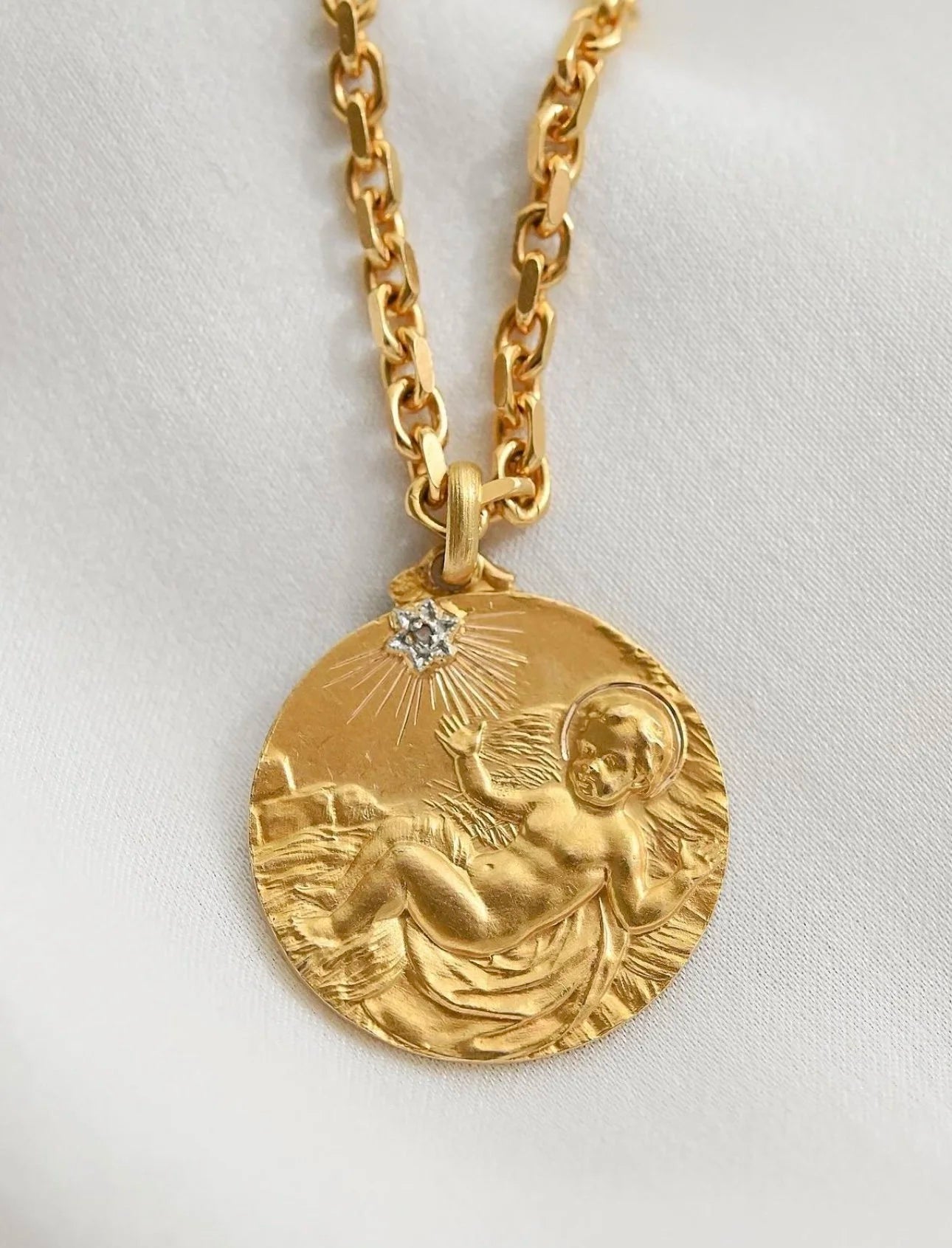 Gorgeous Antique Pendant w Rose Cut Diamond 18K Gold 1920s