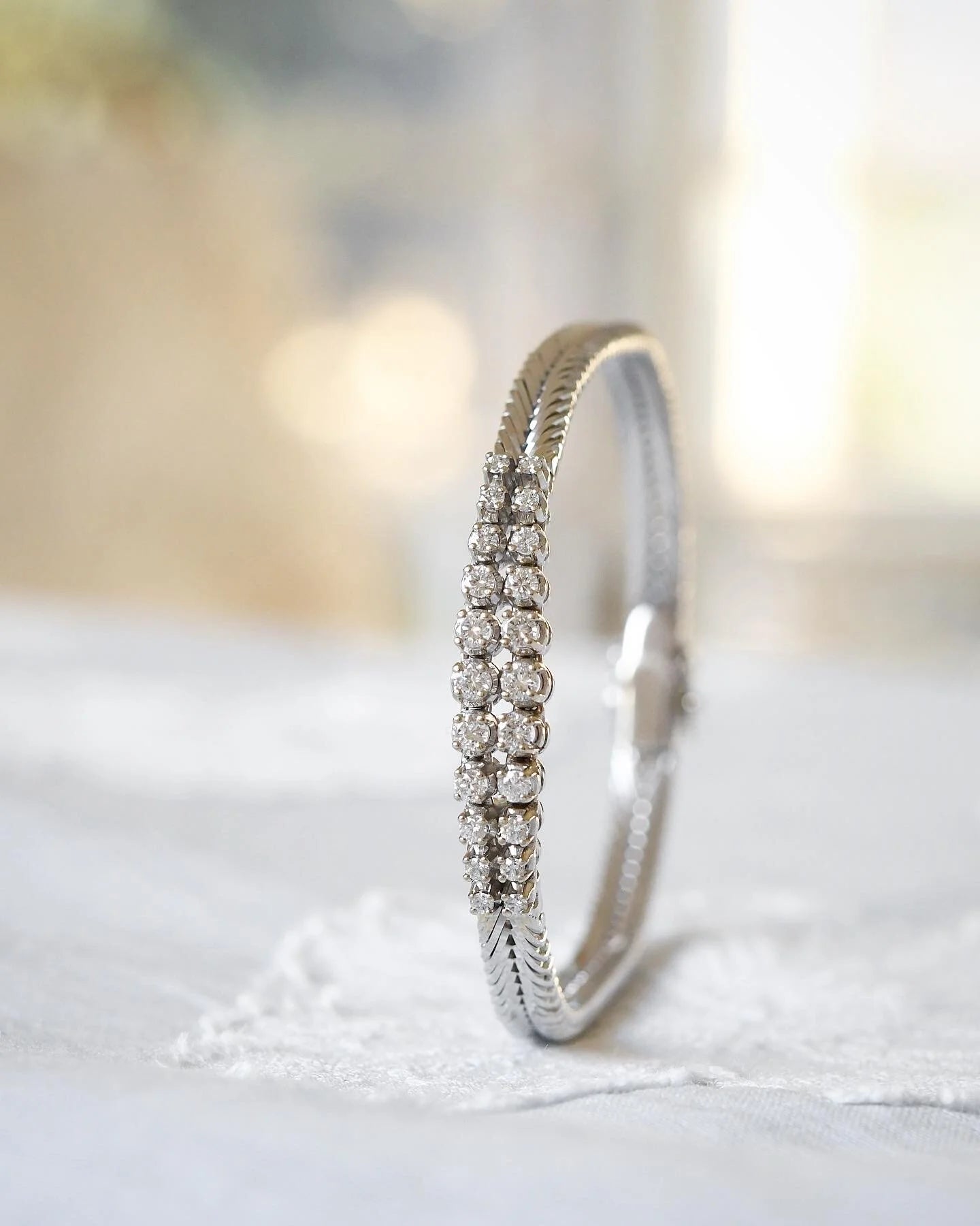 Special Danish 1.20ct Diamond Bracelet 18K White Gold 26grams