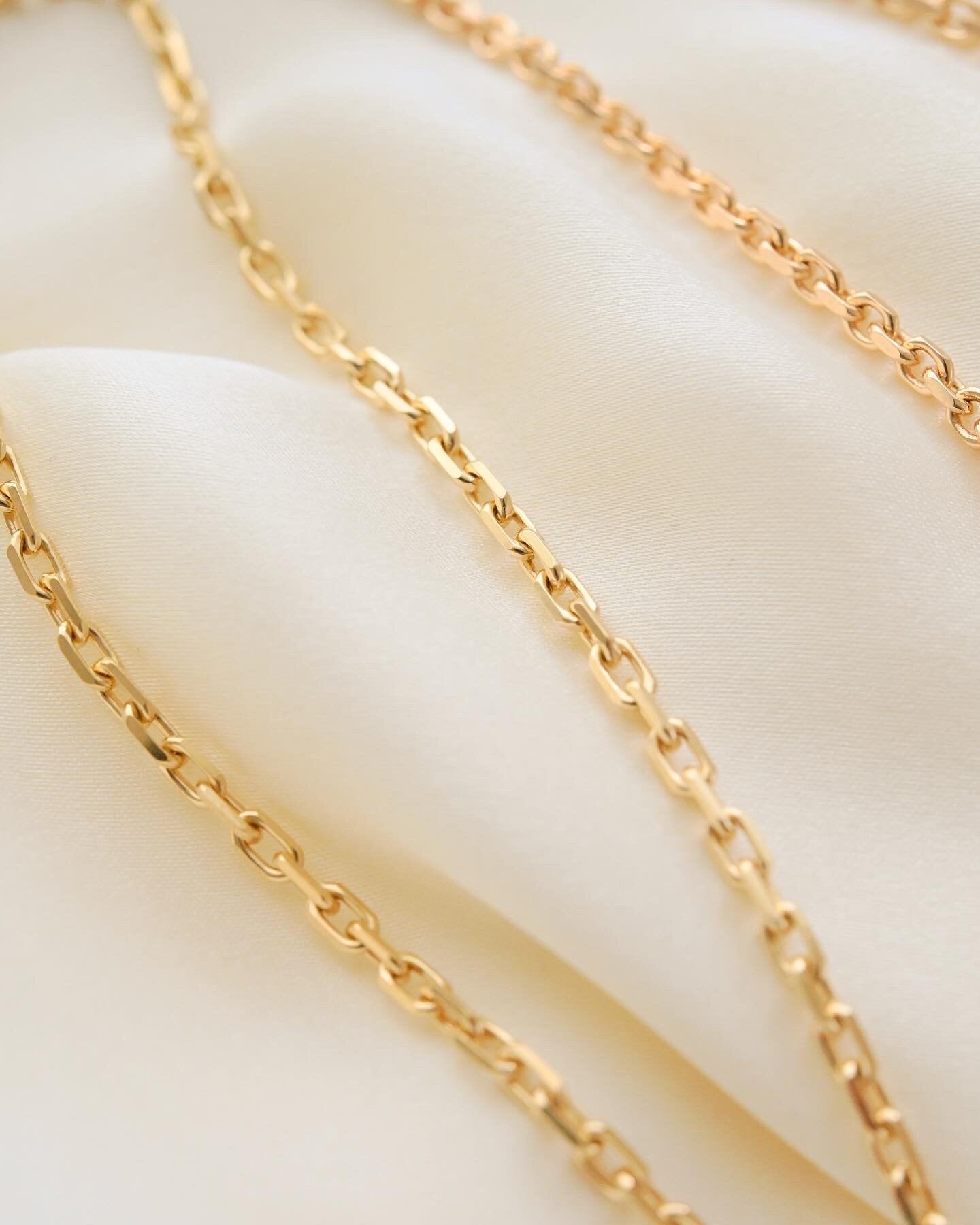 Number 1 Swedish 18 Inches Vintage Baby Biker Chain 18K Gold