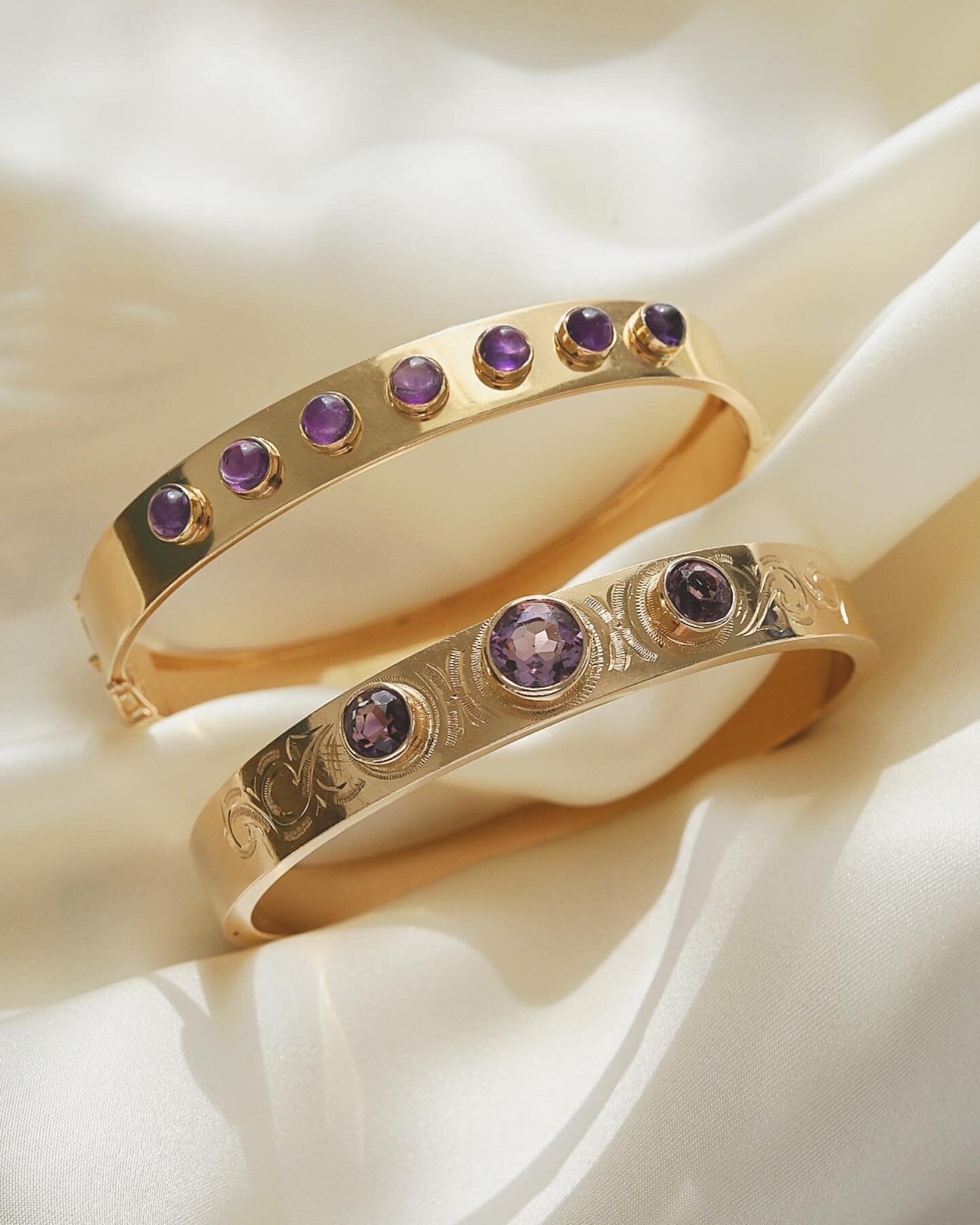 Magical Vintage Bangle Amethyst 14K Gold 1960s