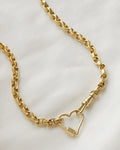 Stunning Rare Heart Connector and Dog Clip Biker Chain 14K Gold