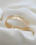 Divine Flower Engraved Danish Vintage Bangle 14K Gold