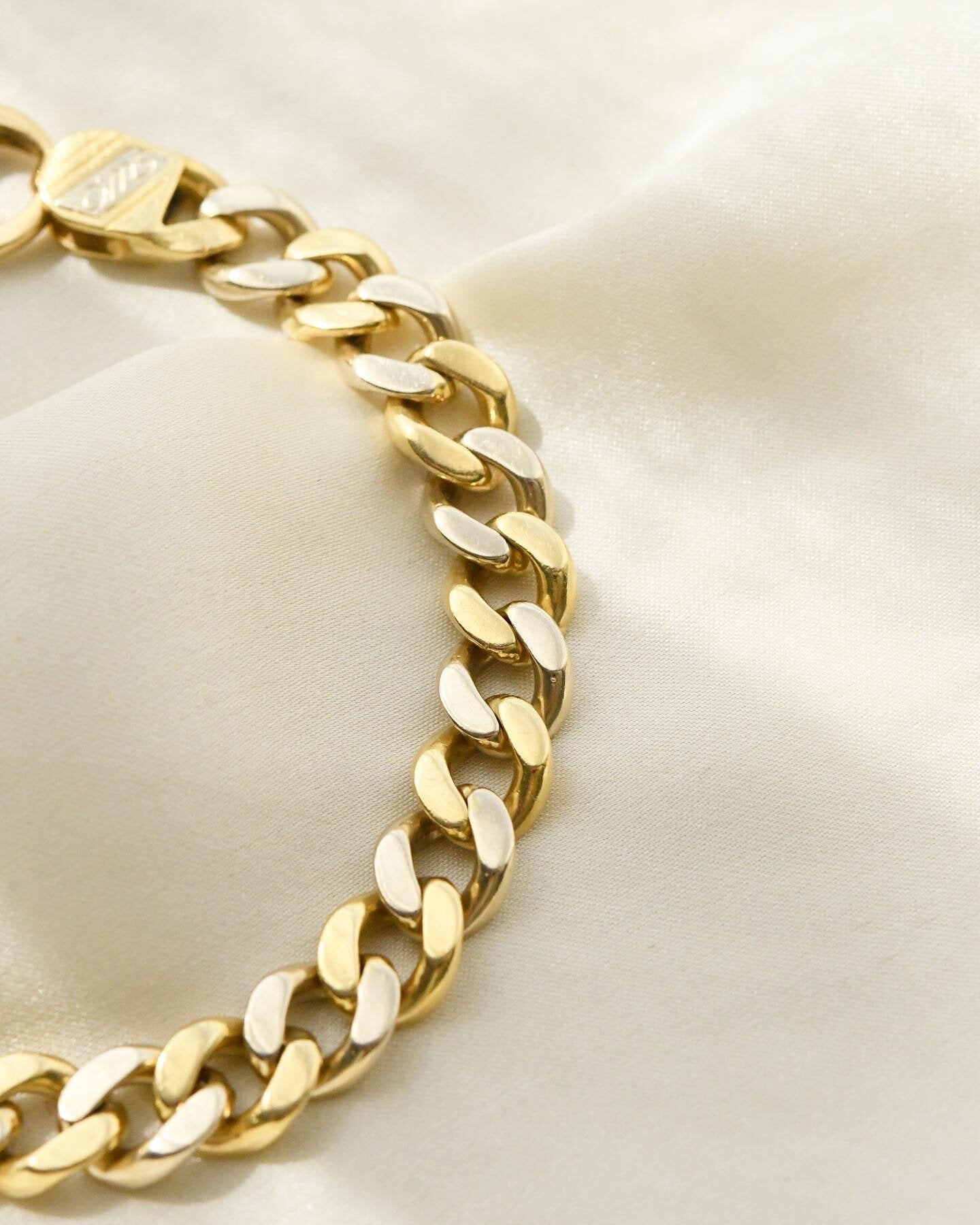 Chunky Vintage Curb Link Bracelet 18K Gold