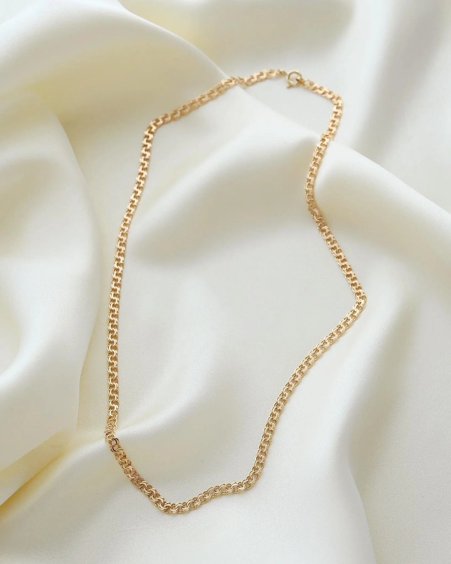 Irresistible Swedish Baby Brick Link Necklace by Ceson 18K Gold