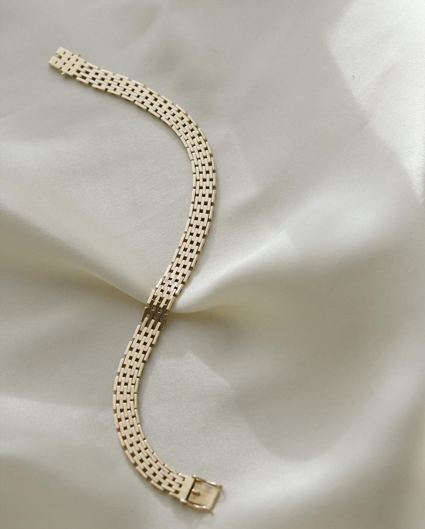 Stunning Danish Vintage Brick Link Bracelet 14K Gold