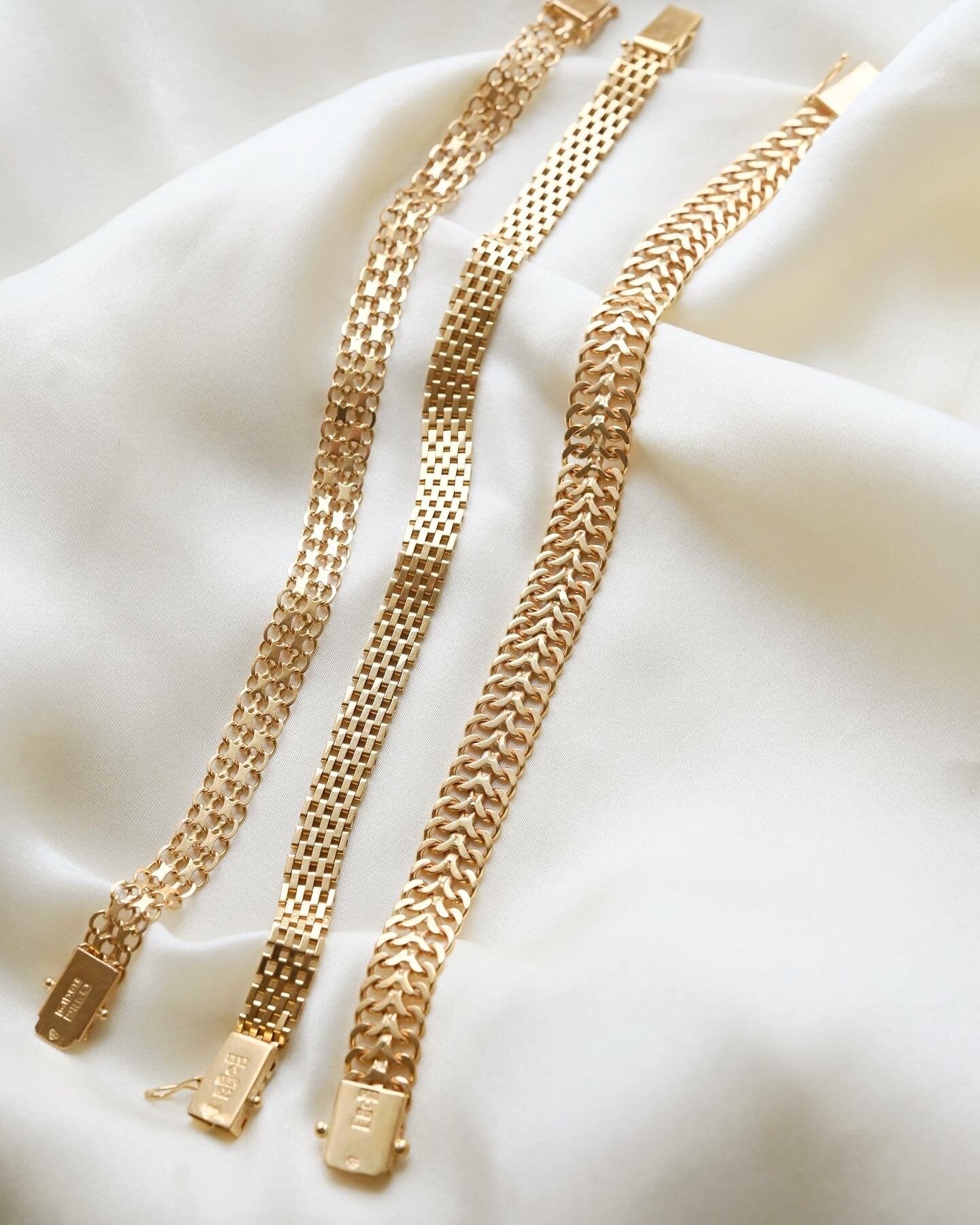 Heavy 22 Grams Swedish Vintage Fox Tail Link Bracelet 18K Gold 1988