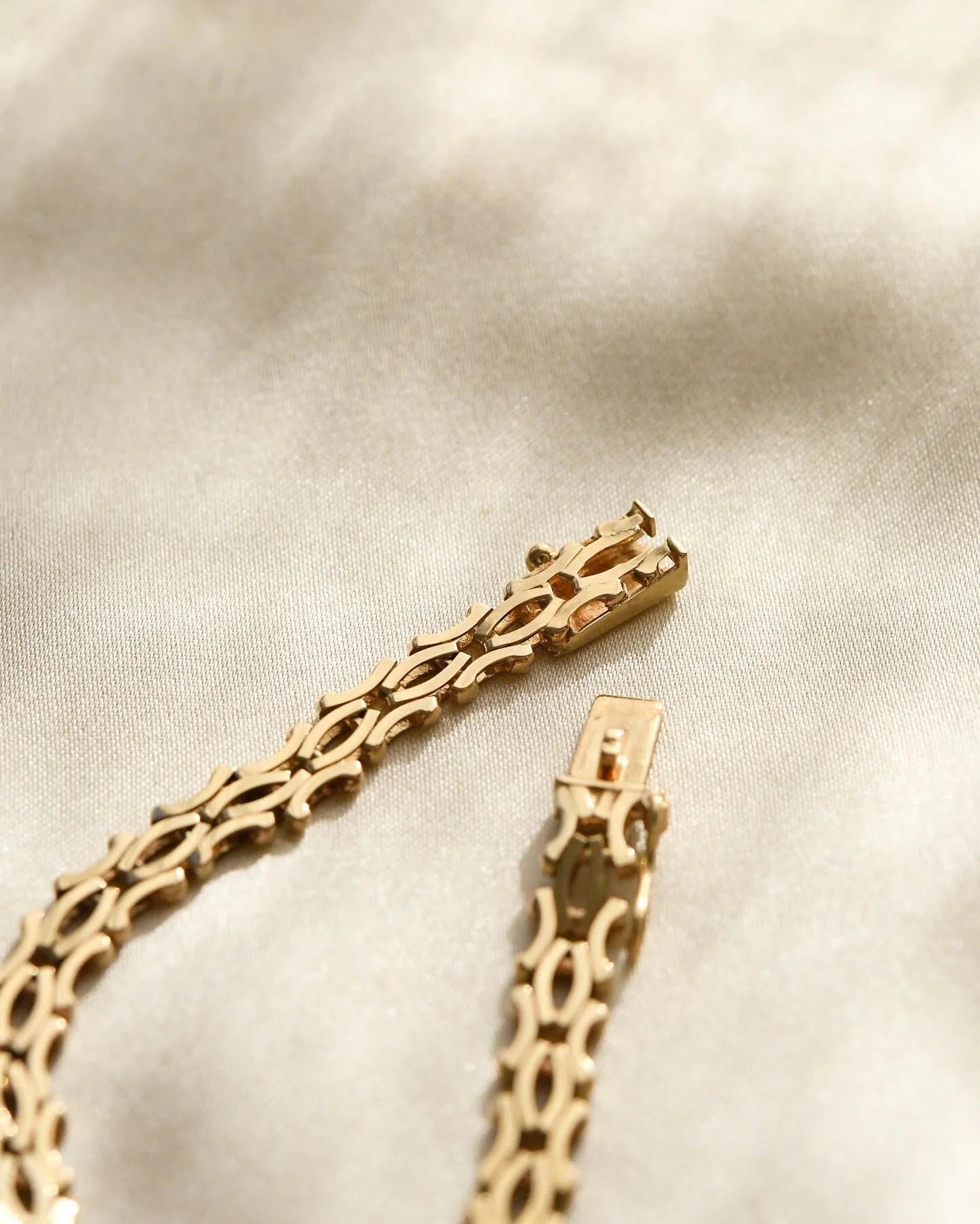 Vintage Fancy Link Chain 14K Gold 1960s