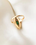 Perfect Antique Navette Emerald and Diamond Ring by CG Hallberg 18K Gold 1910s