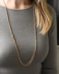 Ultra Long Antique Chain w Dog Clip and Slider 14K