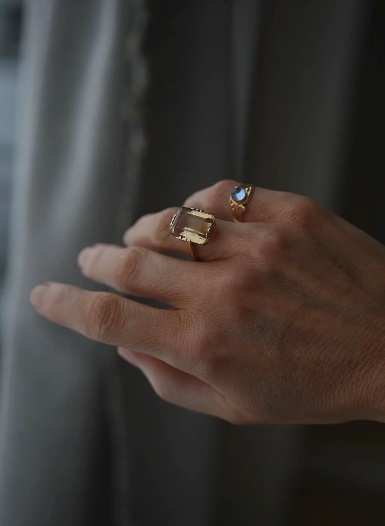 Luminous Vintage Citrine Cocktail Ring 18K Gold 1957