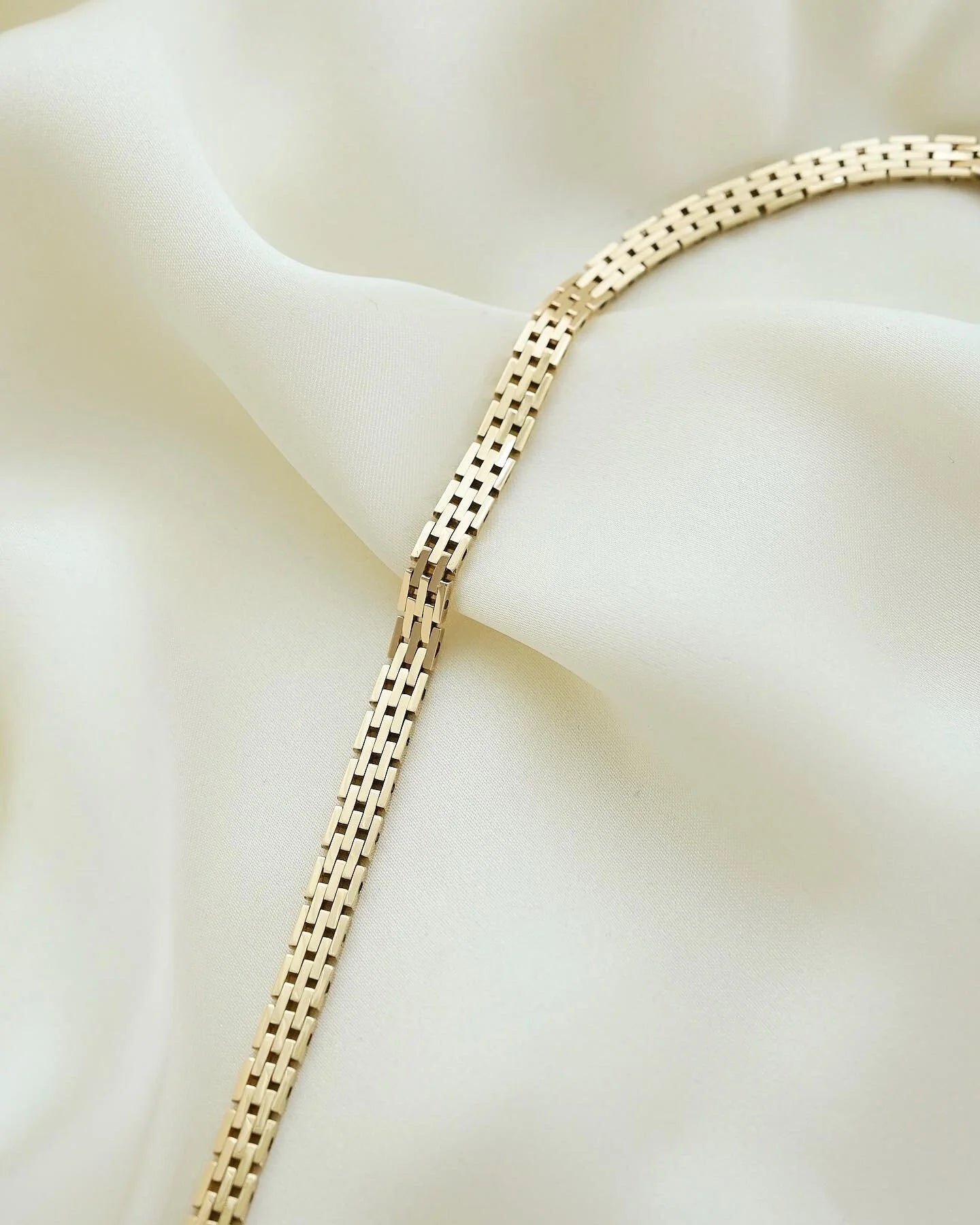 Beautiful Big Danish Vintage Brick Link Necklace 14K Gold 1970