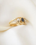 Sublime Special Antique Ring w Old Cut Diamonds and Sapphire 18K Gold 1920s
