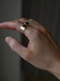 Mid Century Tigers Eye Cabochon Ring 14K Gold 1961