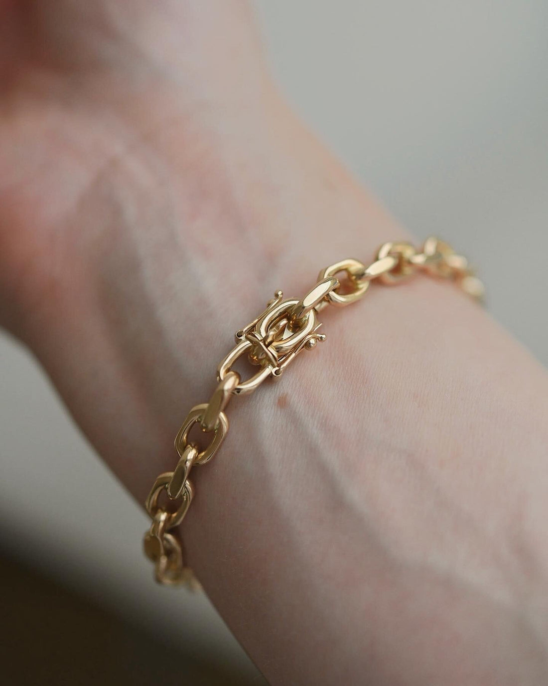 Stunning Danish Vintage Anchor Link Bracelet 14K Gold 1980