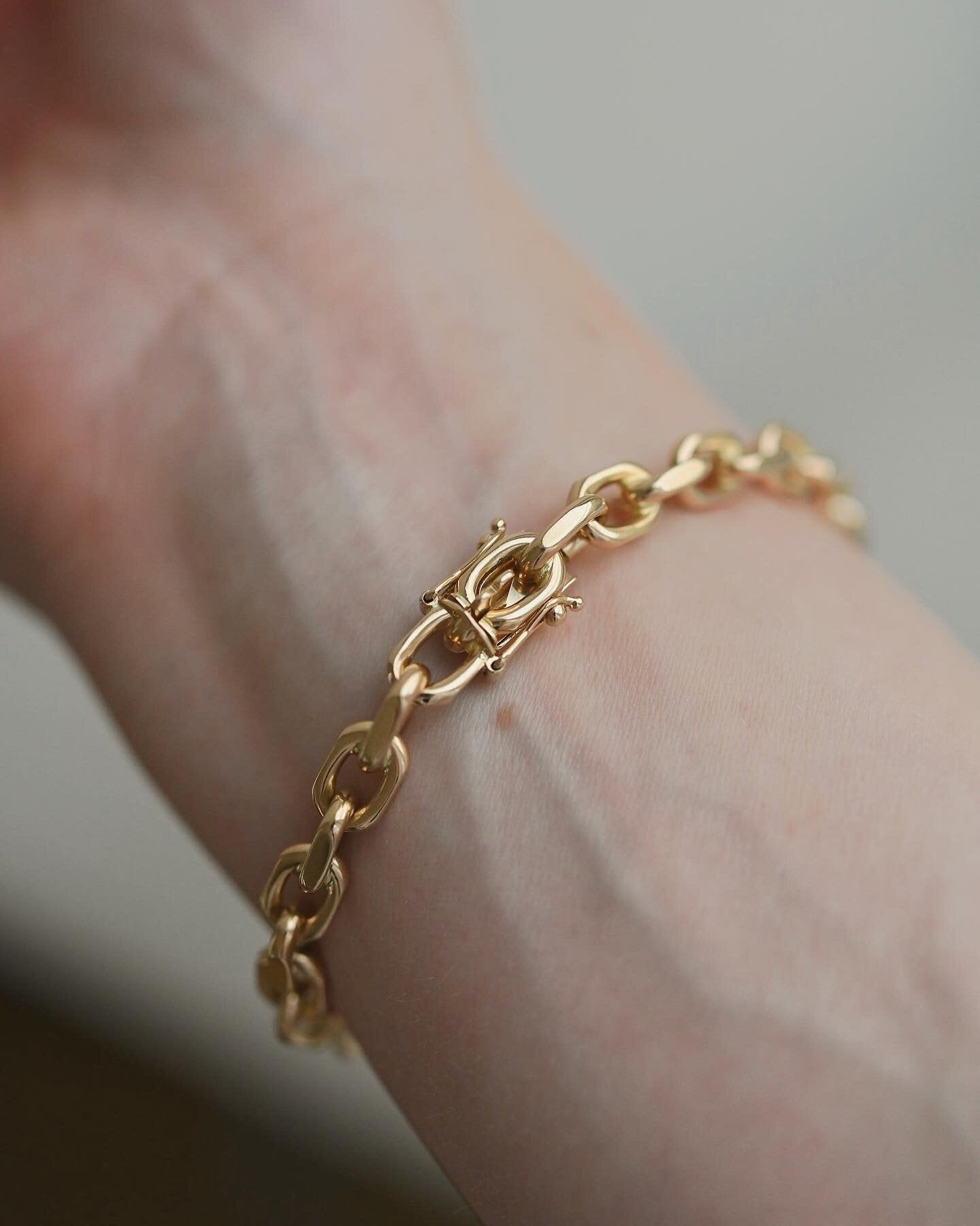 Stunning Danish Vintage Anchor Link Bracelet 14K Gold 1980