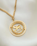 BIG Zodiac Sign Pendant Pisces 18K Gold