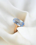 Antique Ocean Blue Topaz Ring 18K Gold 1938