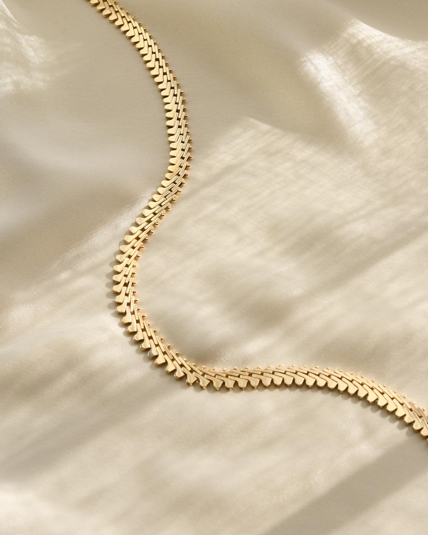 Fancy Link Vintage Necklace 14K 1970s