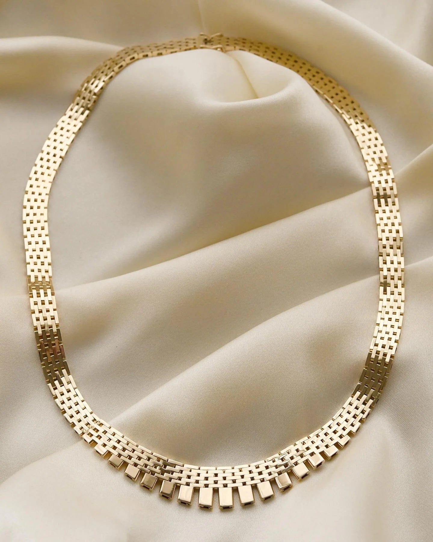 Sublime Heavy Brick Link Vintage Chain by Jens Tage Hansen 14K Gold 1960s