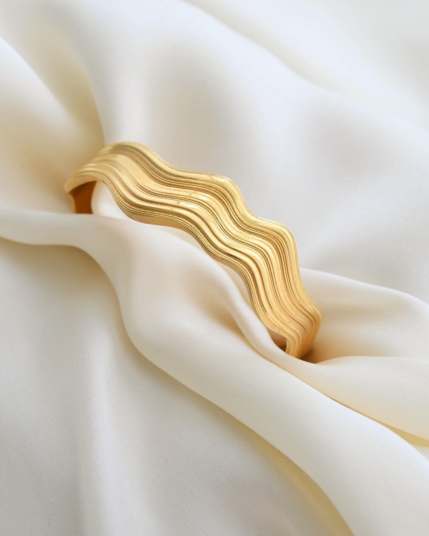 From Personal Collection Contemporary Swedish Cuff Bracelet Silver 18K Gold Over