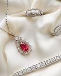 The Prettiest Antique Art Deco Ruby Diamond Pendant on Chain Platinum /14K Gold 1920