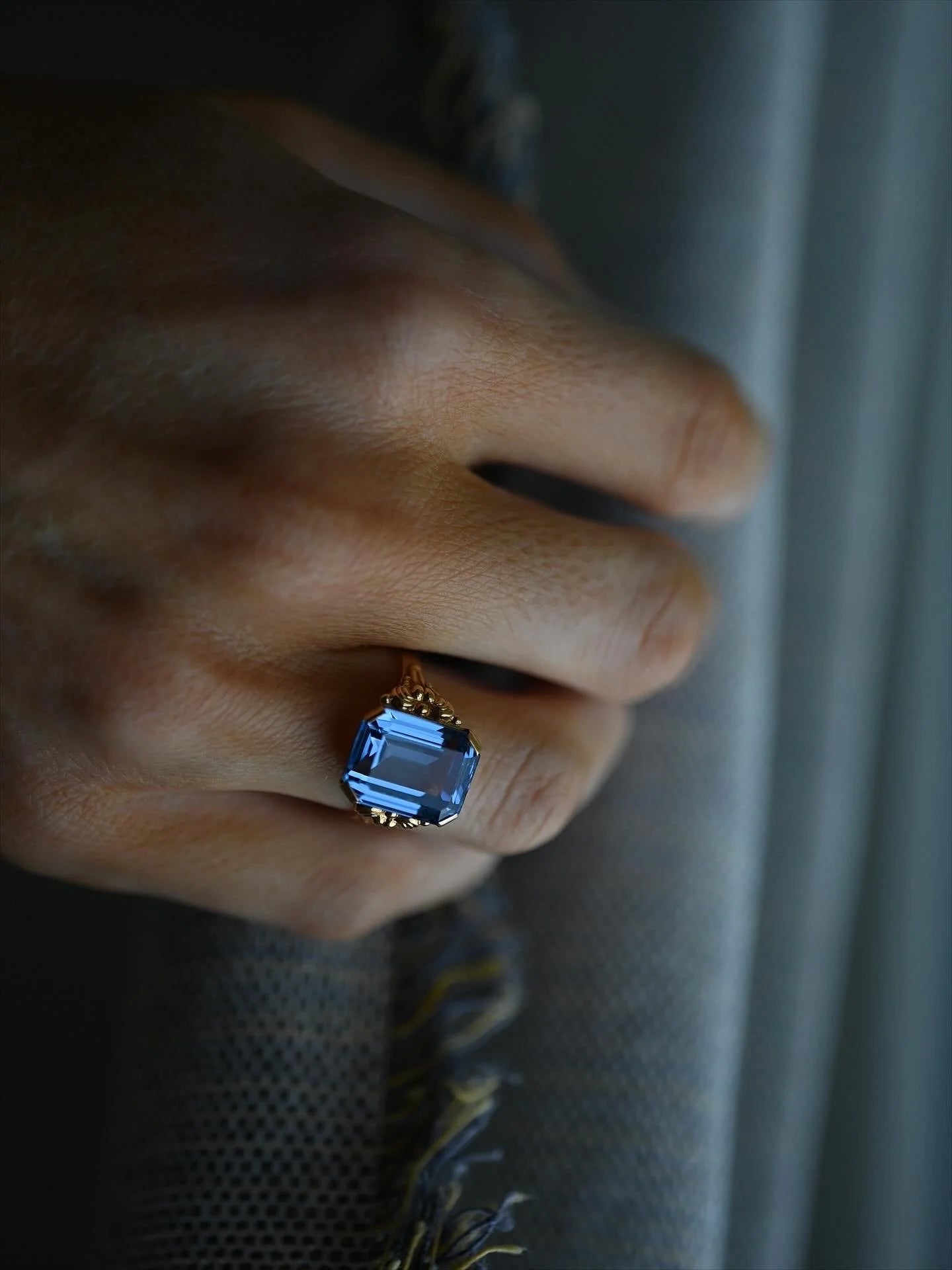 Extraordinary Pool of Blue Topax x 18K Gold Ring Sweden 1950s