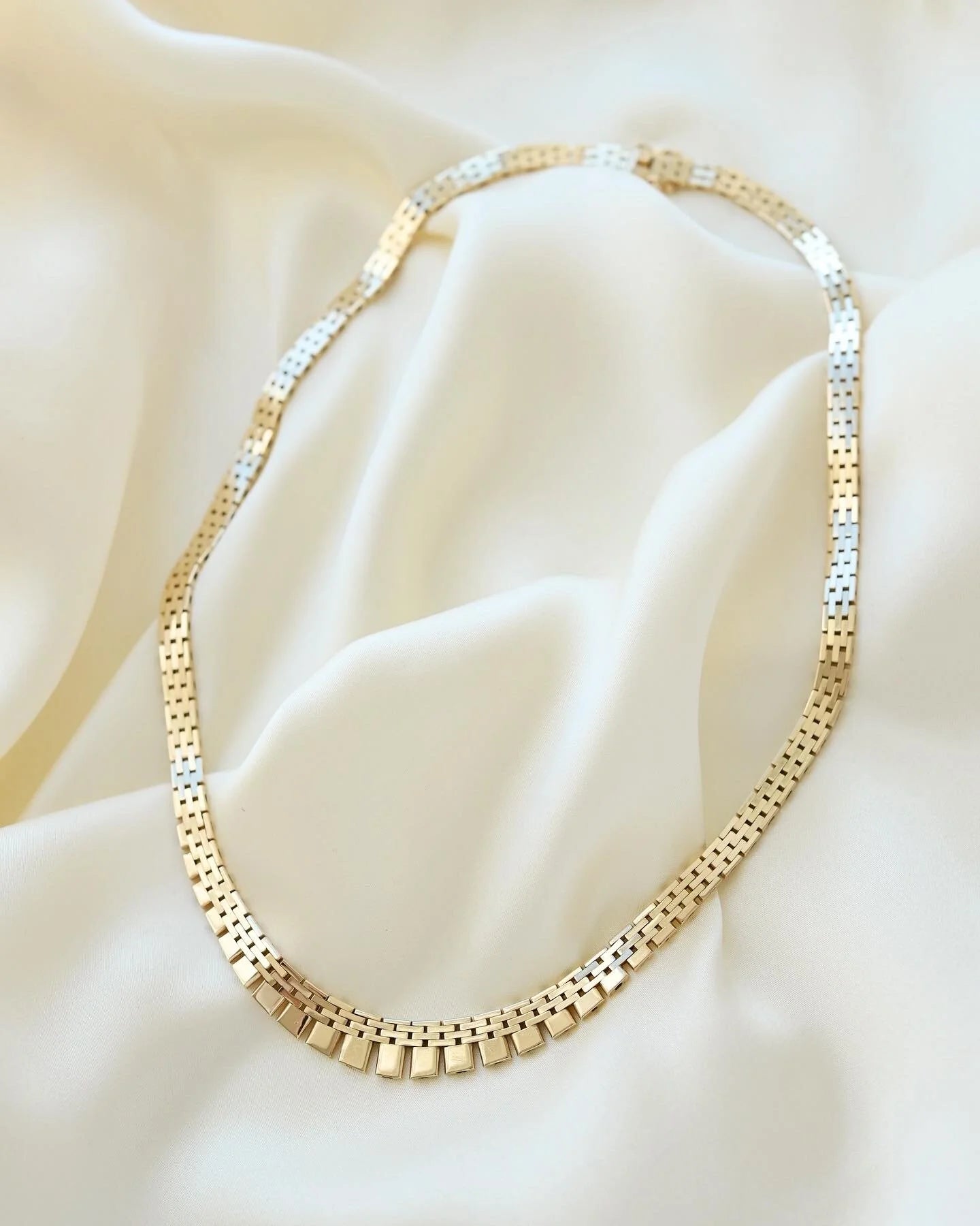 Stunning Brick Link Necklace 14K Gold 1960