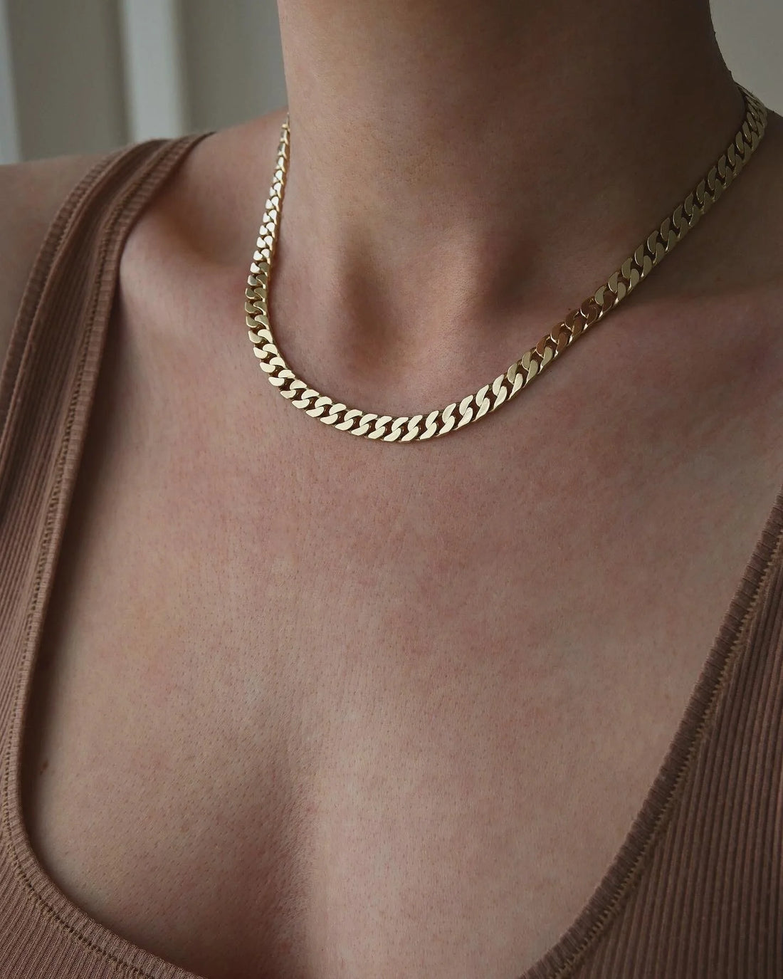The Ultimate Heavy Vintage Curb Link Necklace 14K Gold