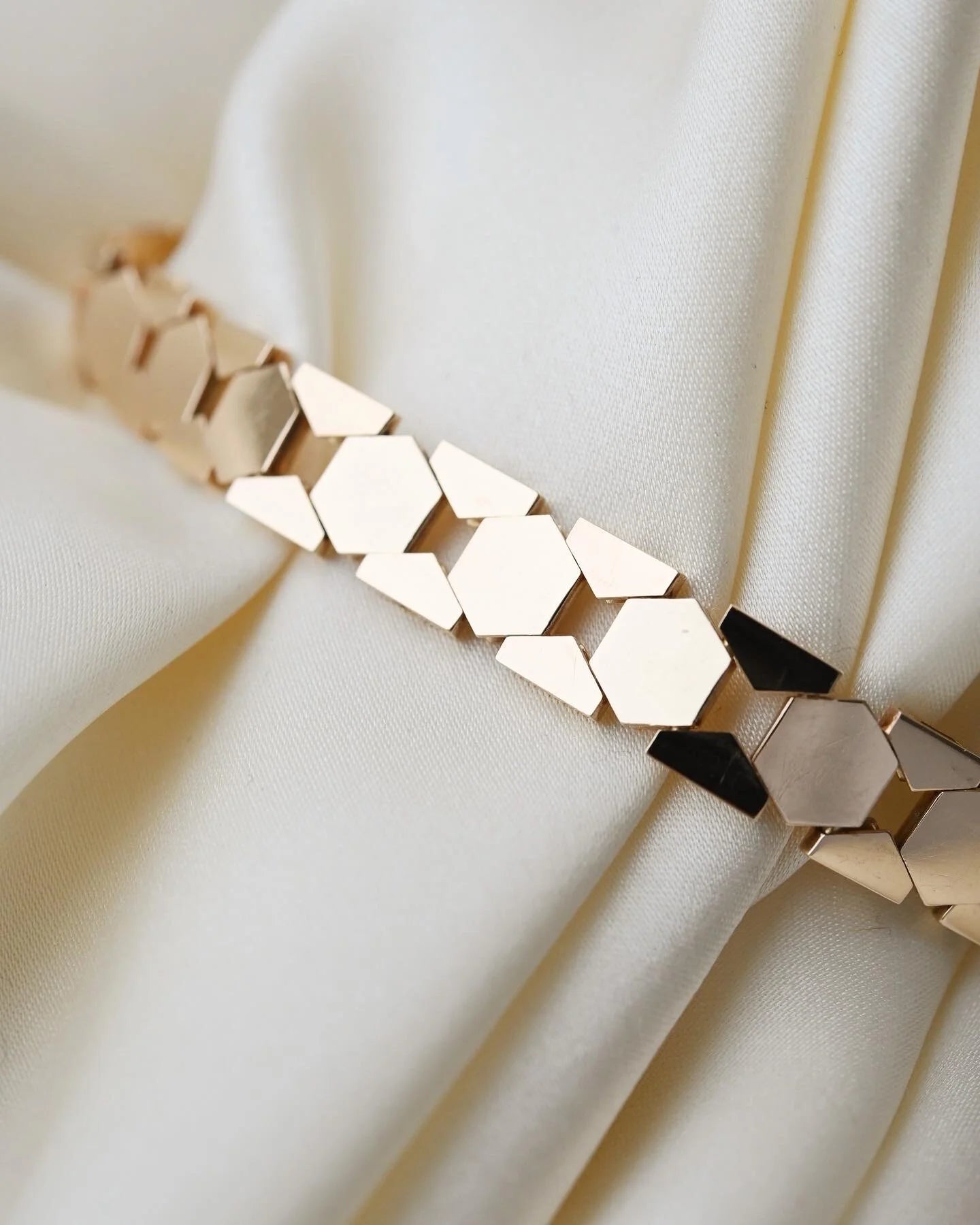 Rare Danish Mid Century Link Bracelet 14K Gold 1970