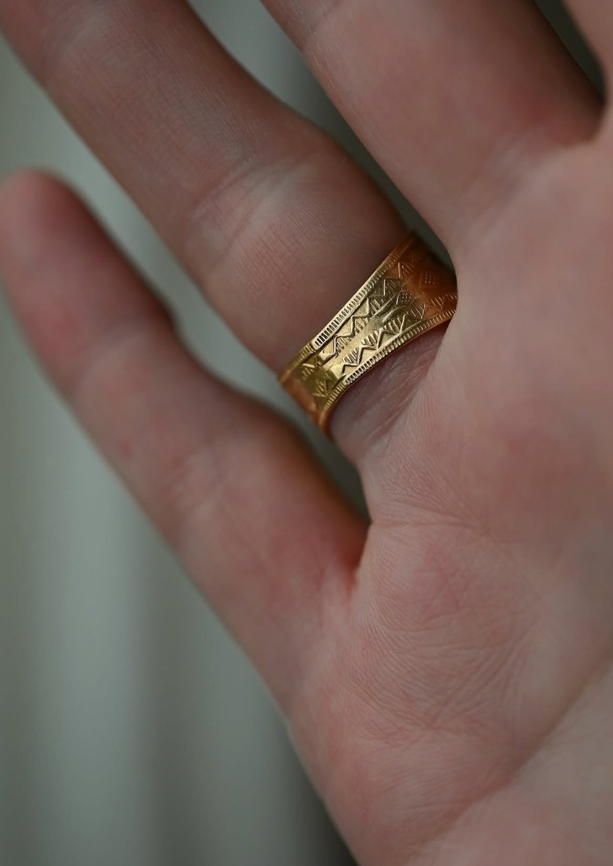 The stamped borders seen from the palm side