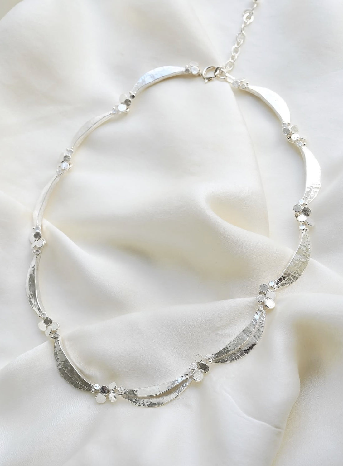 Stunning Vintage Handmade Silver Flower Necklace, Swedish Import Mark