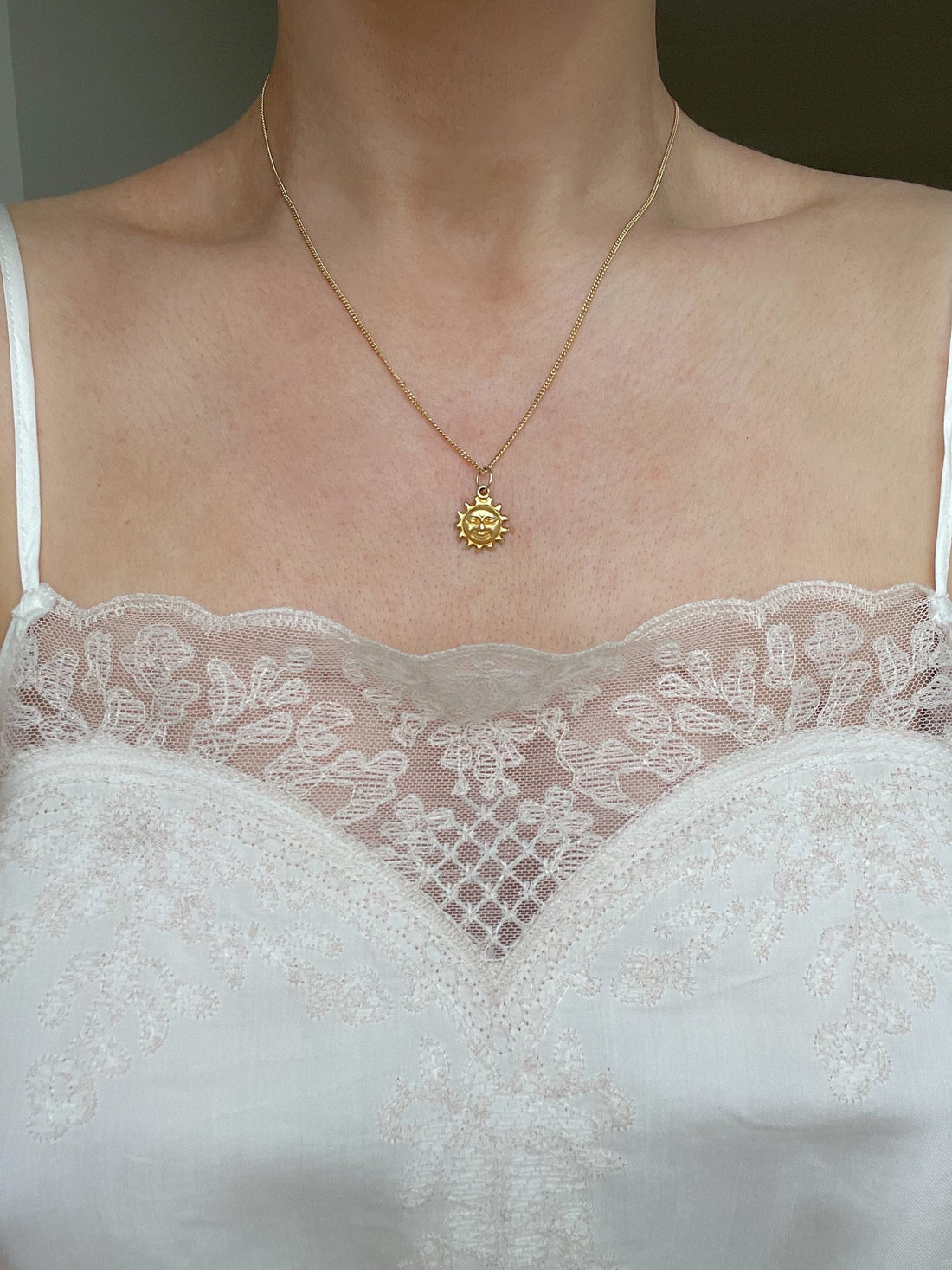 Gorgeous Vintage 14K Gold Sun Pendant on 18K Gold Chain