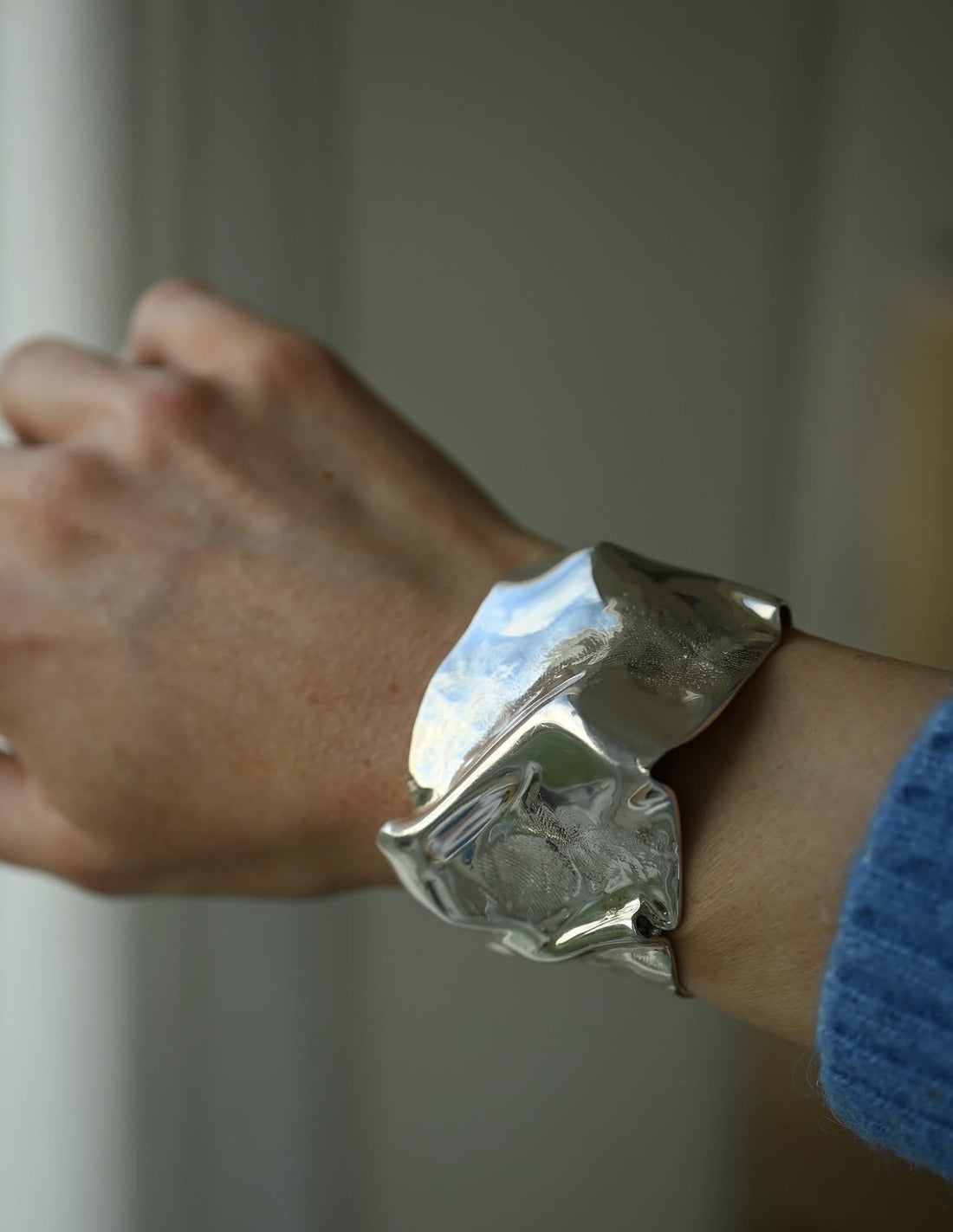 Striking Cornelia Webb Folded Cuff, Silver-Plated Brass