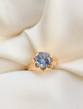 The cornflower blue topaz catching the light
