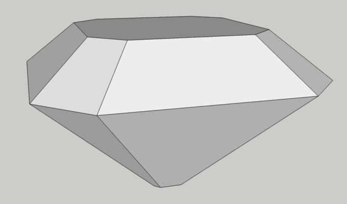The old single cut diamond. Really a table cut diamond with the 4 corners cut off.