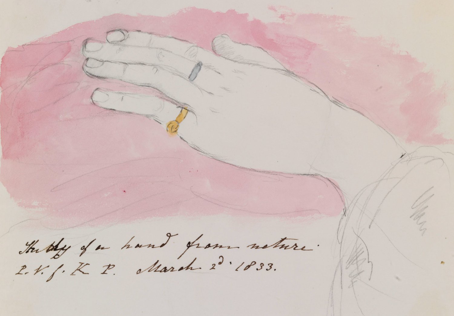 Sketch of hand by Queen Victoria 1833